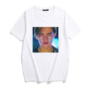 Hot Tumblr Ulzzang  Summer women Tshirt Leonardo di caprio Leo Titanik crying harajuku casual Solid White Women plus size tops