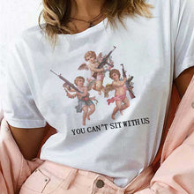 Load image into Gallery viewer, New White Clothes Cute Angel Tops YOU CANT SIT WITH US T Shirt Funny Aesthetic Angel Graphic Tshirts Women Tumblr Female T-shirt