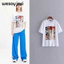 Load image into Gallery viewer, 2019 summer fashion t shirt women harajuku high streetwear cartoon angel print 100% cotton o-neck loose tshirt tops plus size