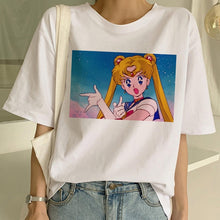 Load image into Gallery viewer, Sailor Moon Summer New Fashion T Shirt Women Harajuku Short Sleeve Fun Ulzzang T-Shirt Cute Cat Tshirt Cartoon Top Tees Female